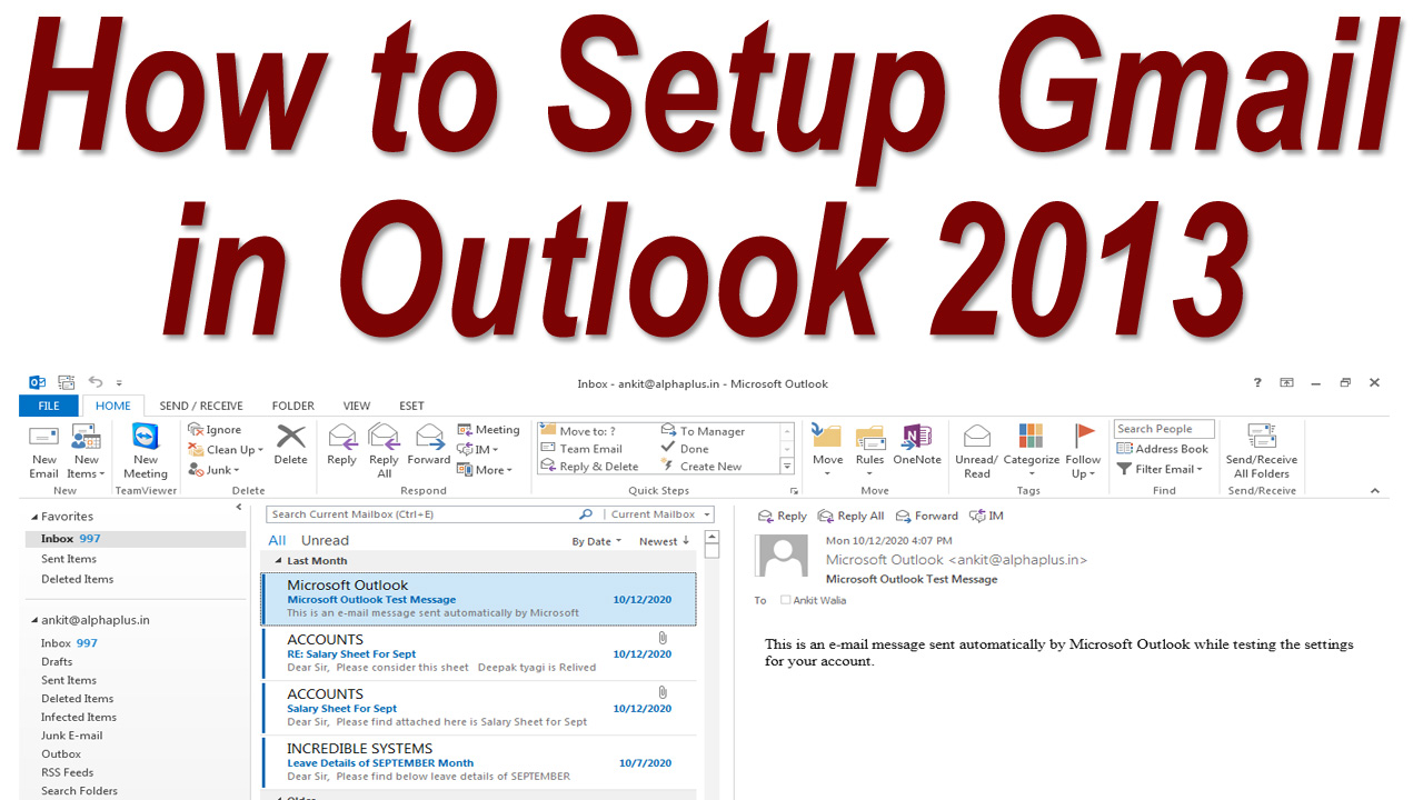 set up gmail in outlook 2013