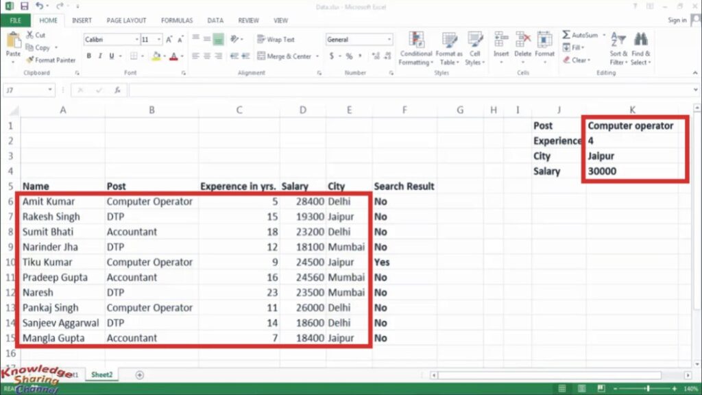 How to Search Multiple Values in Excel 2