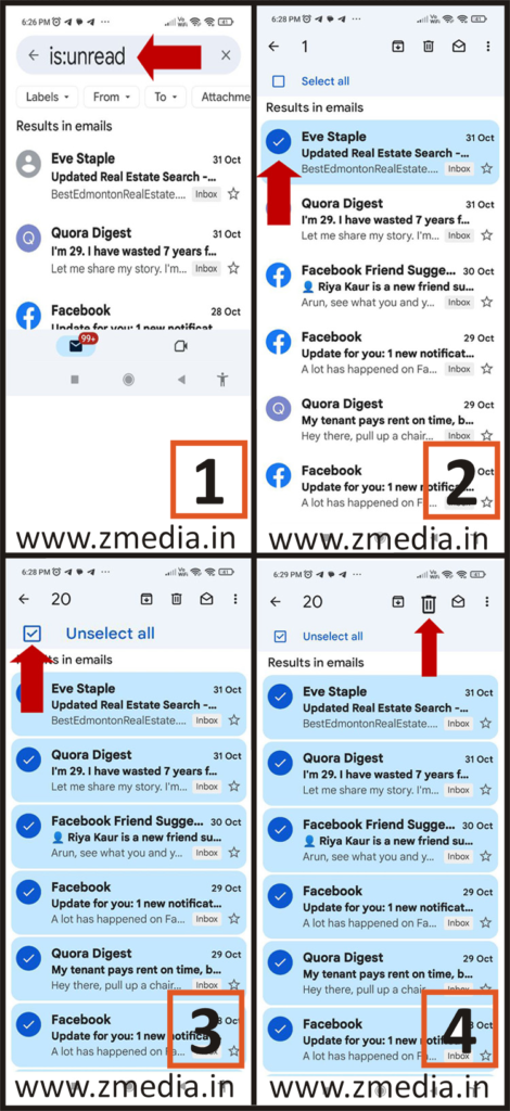 Steps to Delete All Unread Emails in Gmail on Phone